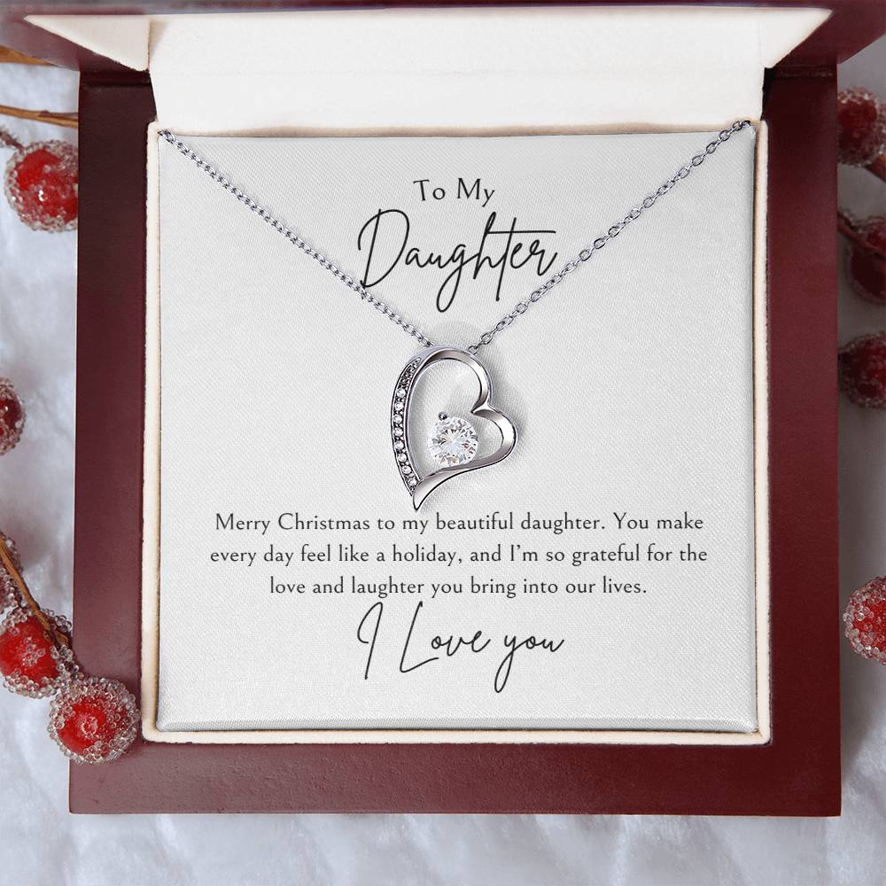 To My Daughter Merry Christmas Forever Love Necklace