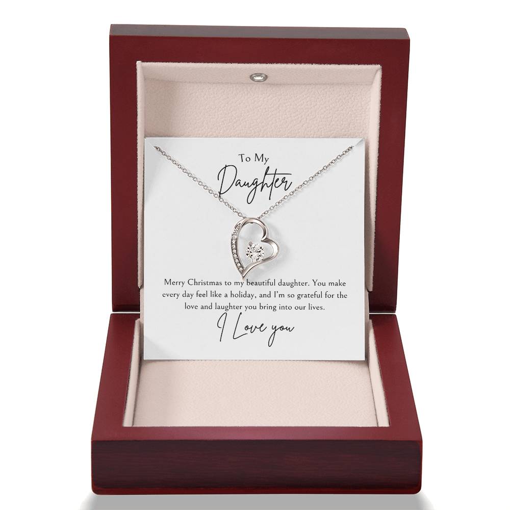 To My Daughter Merry Christmas Forever Love Necklace