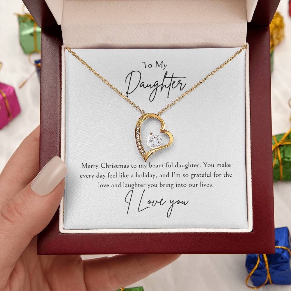 To My Daughter Merry Christmas Forever Love Necklace