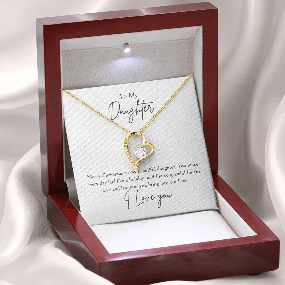 To My Daughter Merry Christmas Forever Love Necklace