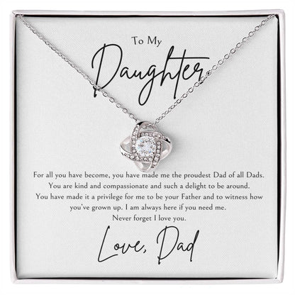 Dad to Daughter Beautiful Love Knot Necklace