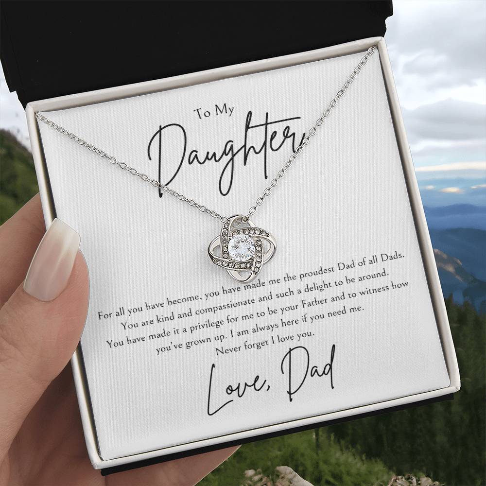 Dad to Daughter Beautiful Love Knot Necklace