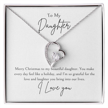 To My Daughter Merry Christmas Forever Love Necklace