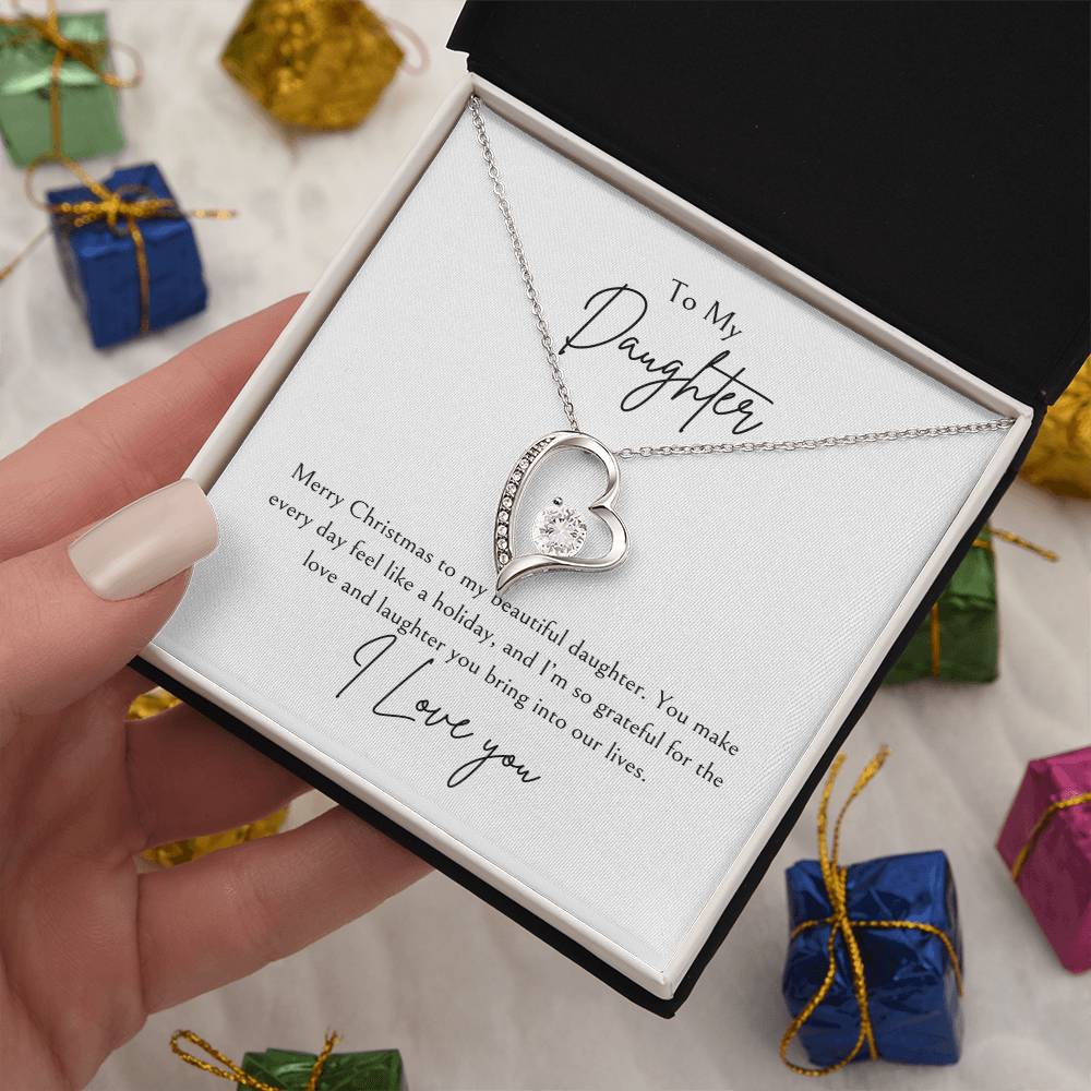 To My Daughter Merry Christmas Forever Love Necklace