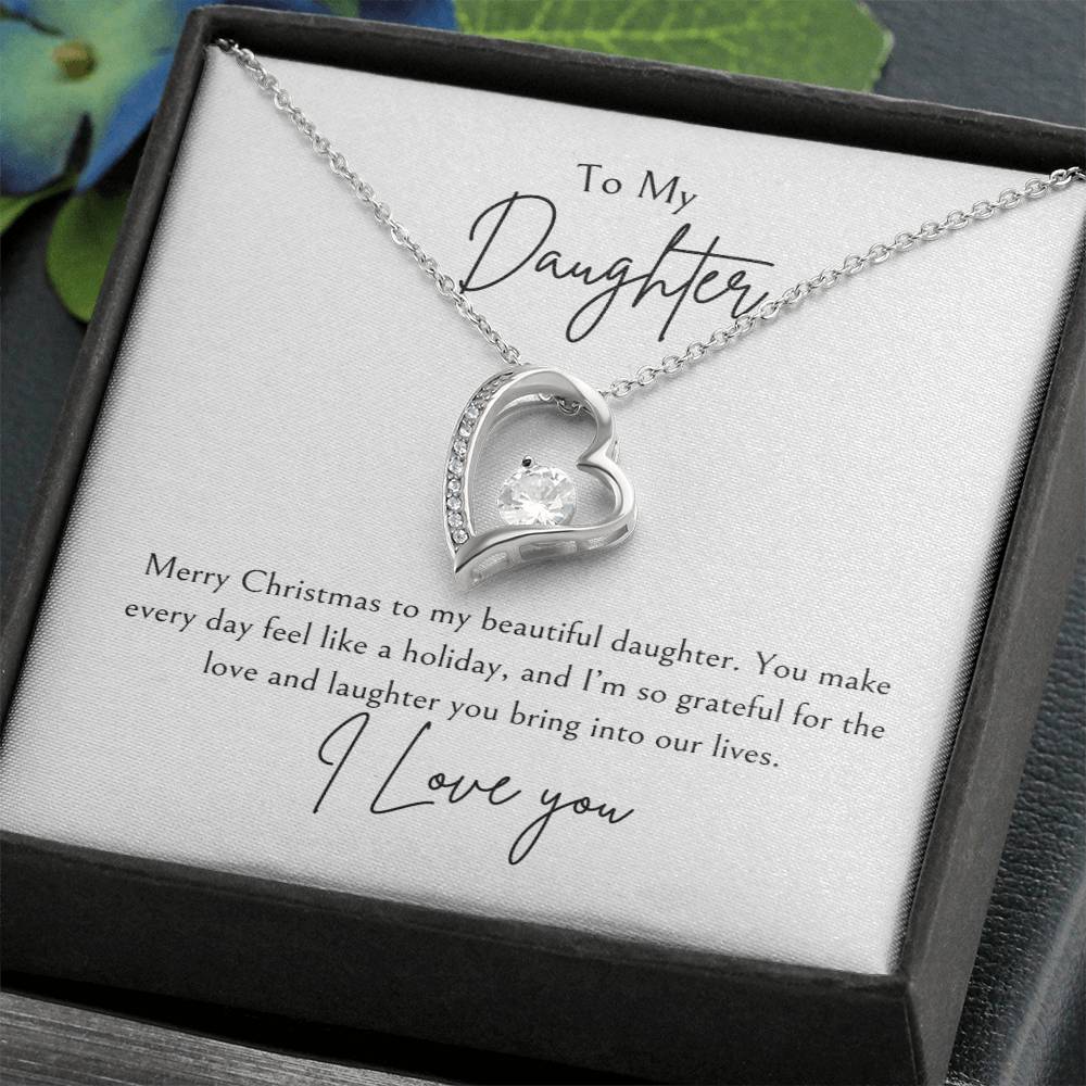 To My Daughter Merry Christmas Forever Love Necklace