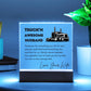 TRUCKN AWESOME HUSBAND Acrylic Square Plaque